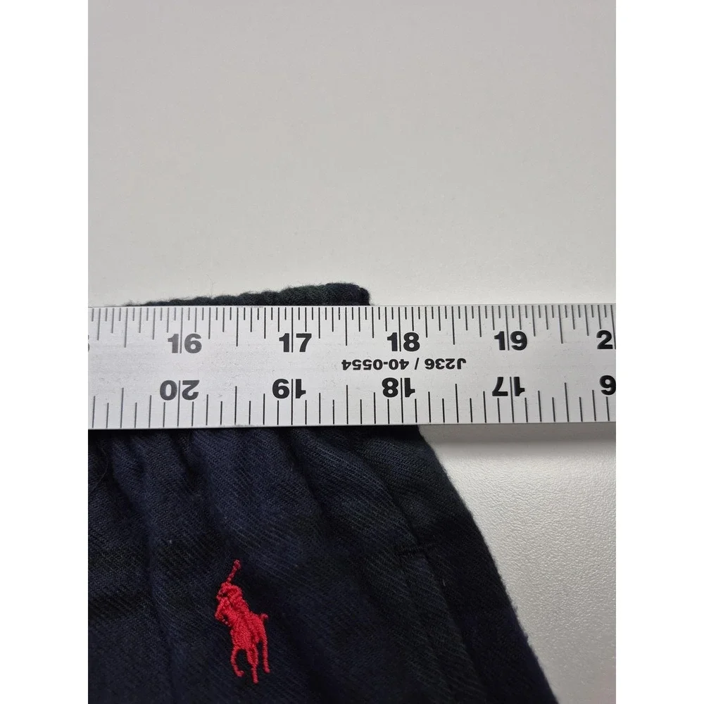 VTG Polo Ralph Lauren Pants Mens L Blue Plaid Flannel Sleepwear Drawstring FLAW